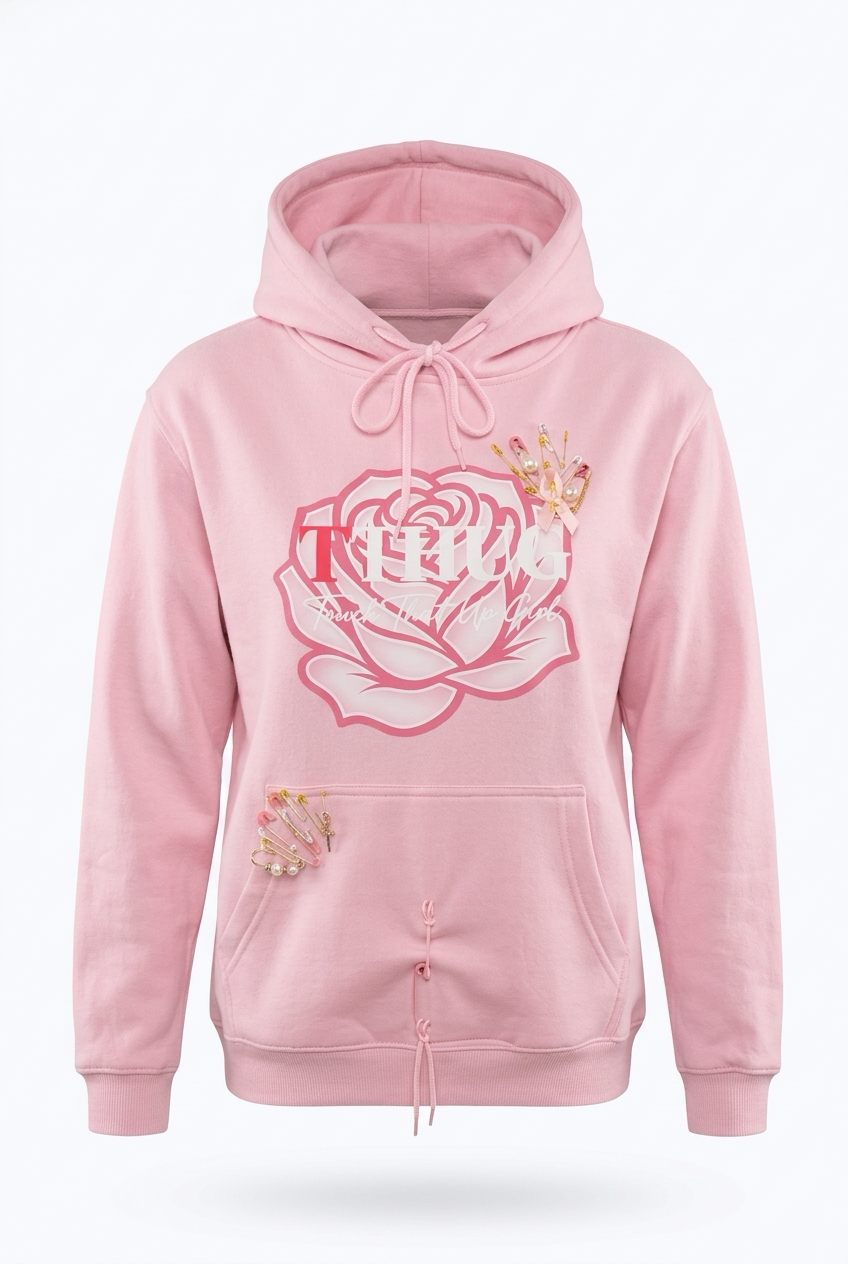 Pink Rose TTHUG™  Hoodie | KimiCoco Designs